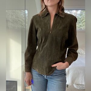 100% suede Jones New York Olive Leather Jacket